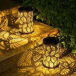 Upload the image to the gallery viewer: Solar Lantern LED Leaf Pattern
