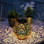 Upload the image to the gallery viewer: Solar-powered LED lantern with floral design

