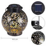 Upload the image to the gallery viewer: Solar-powered LED lantern with floral design
