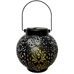 Upload the image to the gallery viewer: Solar-powered LED lantern with floral design
