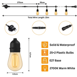 Carica l'immagine nel visualizzatore della galleria, Catena luminosa S14 (25+2 lampadine LED)
